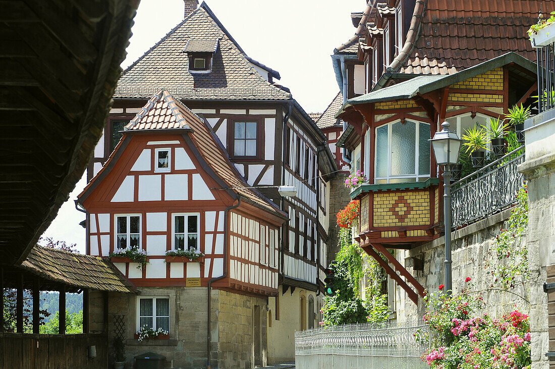 Half-timbered houses, Kronach, Upper Franconia, Bavaria, Germany