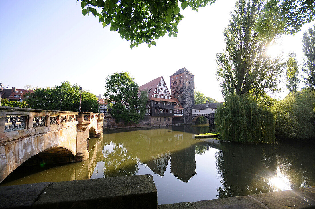 Weinstadel at river Pegnitz, Nuremberg, Middle Franconia, Bavaria, Germany