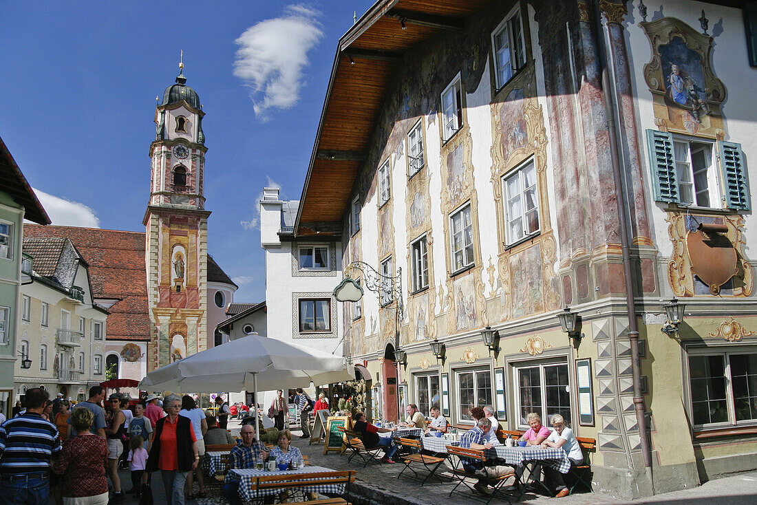 Fußgängerzone, Mittenwald, Oberbayern, Bayern, Deutschland