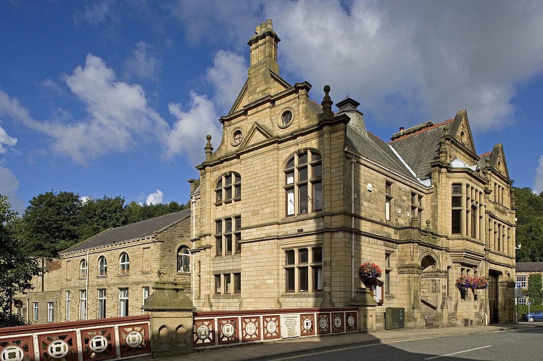 Hebden Bridge, Town Hall, typical buildings, West Yorkshire, UK