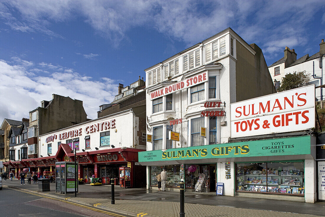 Scarborough, Foreshore Rd, seafront, typical buildings, North Yorkshire, UK