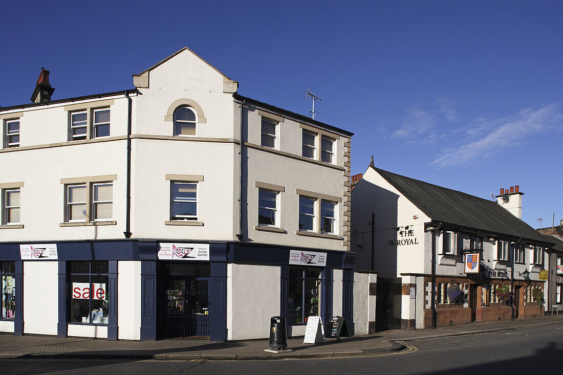 Penrith, Corney Square, typical buildings, Lake District, Cumbria, UK