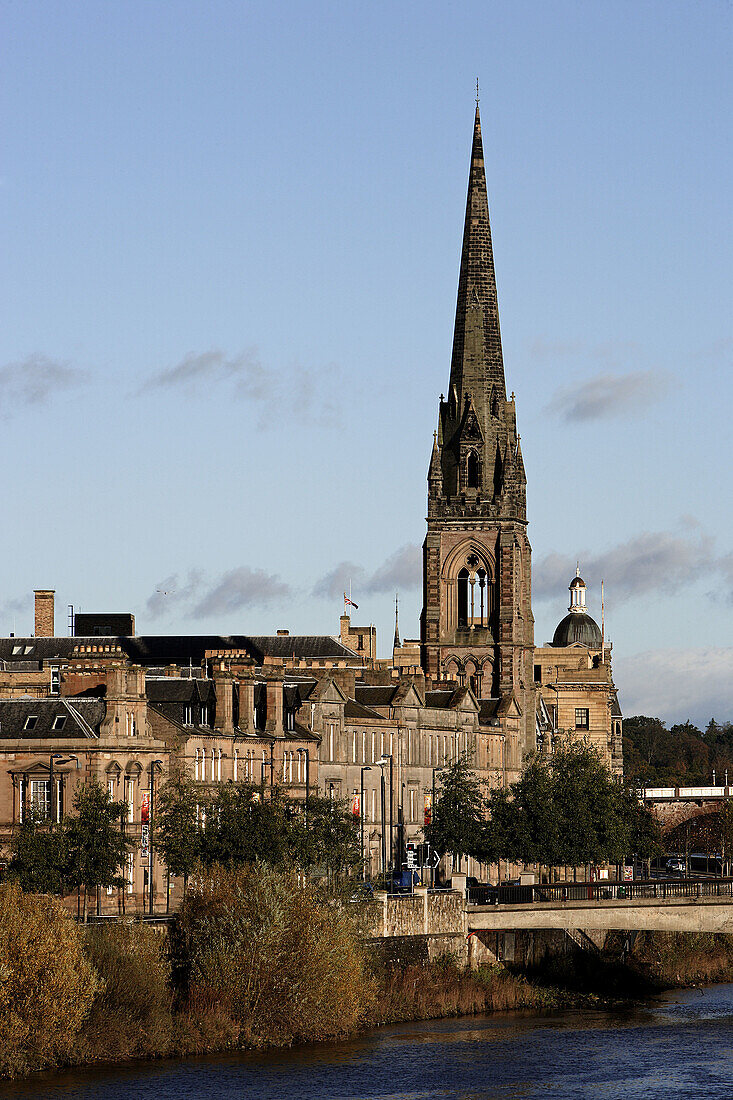 Perth, St. Matthews Church of Scotland, River Tay, Sheriff Court, Perthshire, Scotland, UK