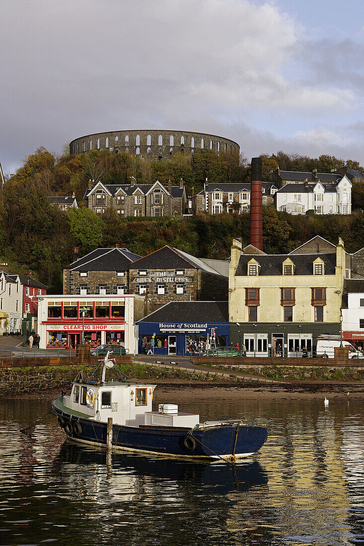 Oban, harbour, fishing port, 18th century, McCaigs Folly, begun in 1897 and never finished, in the style of Colosseum de Rome, Argyll & Bute, Scotland, UK