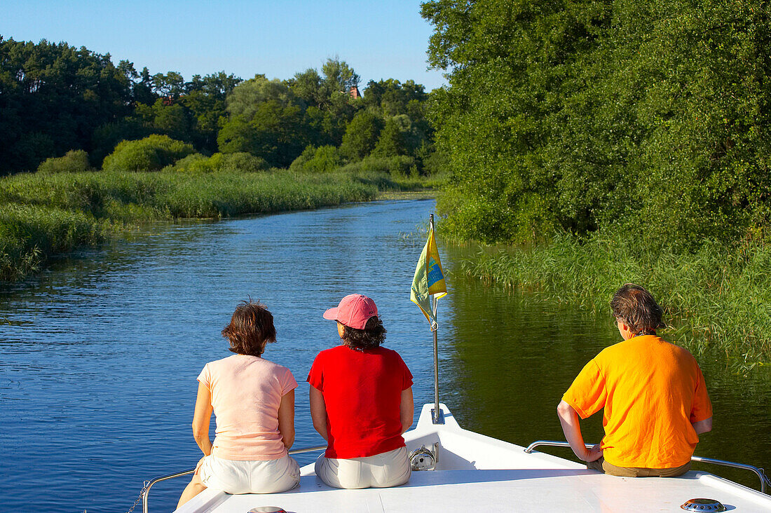 mit dem Hausboot auf den Templiner Gewässern, Brandenburg, Deutschland, Europa