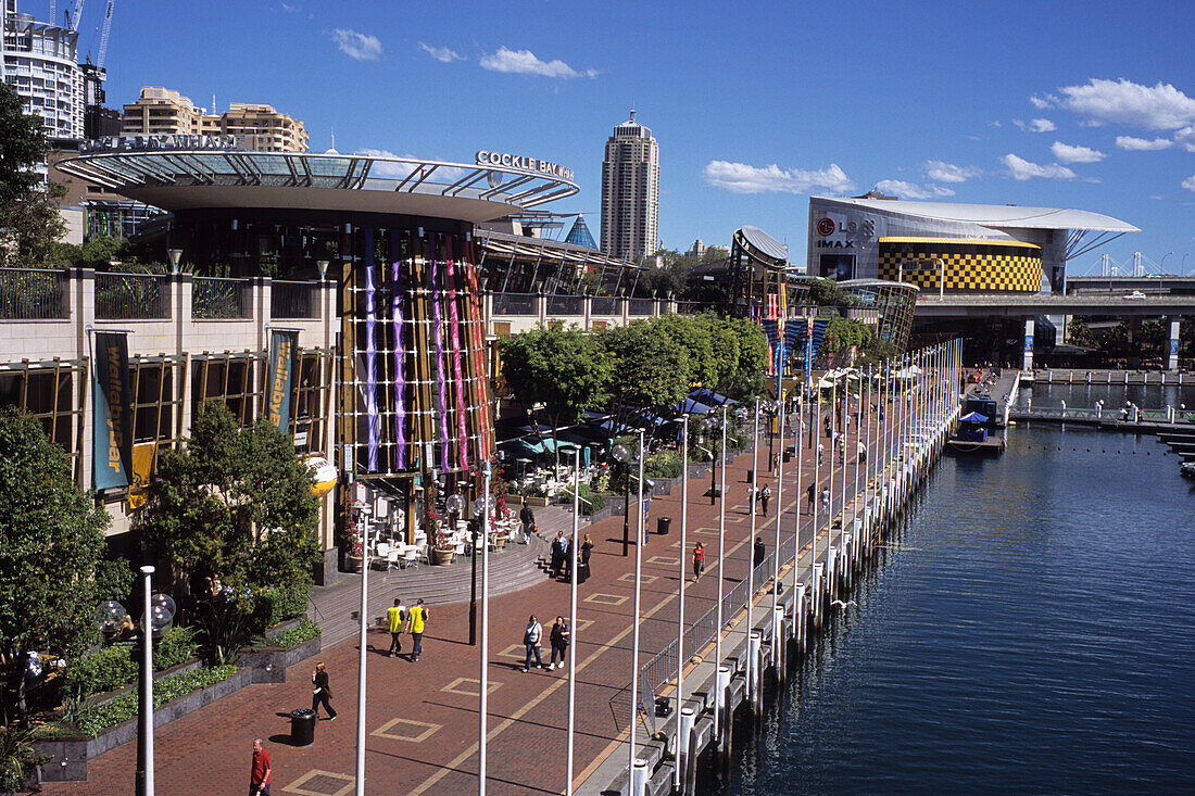 Cockle Bay Wharf and IMAX Theatre at Darling Harbour, Sydney, New South Wales, Australia