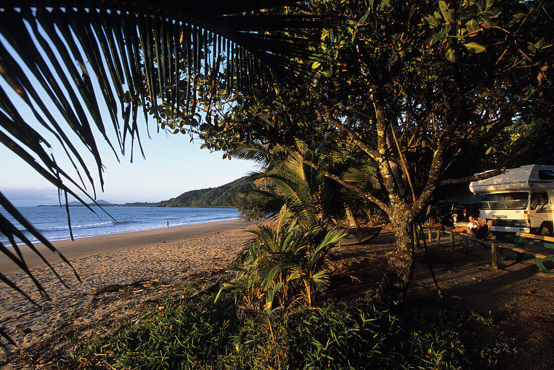 Bingil Bay camping site, near Mission Beach, Queensland, Australia