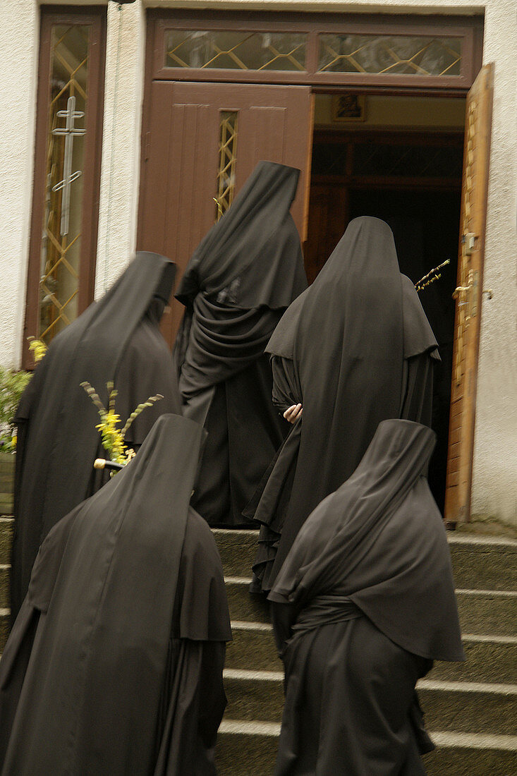 Nuns from the Orthodox nunnery in Grabarka after an Easter mass, Poland