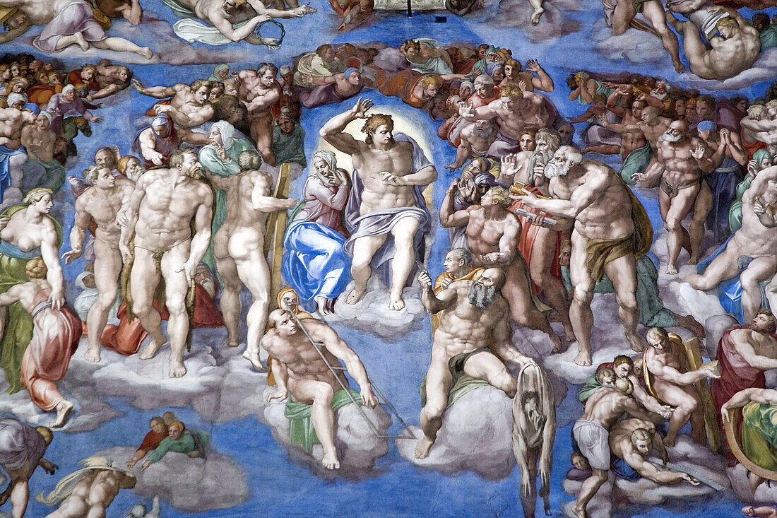 Detail of Michelangelo's 'Last Judgement', Rome, Italy