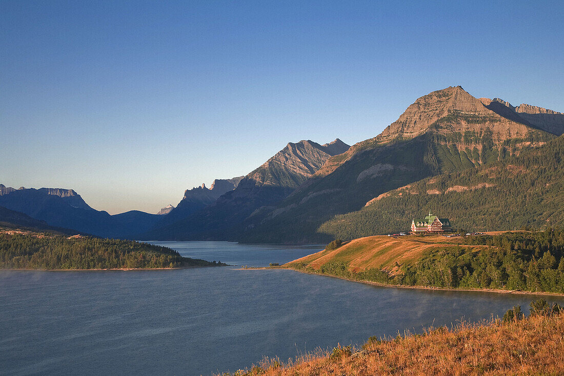 Prince of Wales Hotel and Waterton Lake, Waterton Lakes National Park, Alberta, Canada