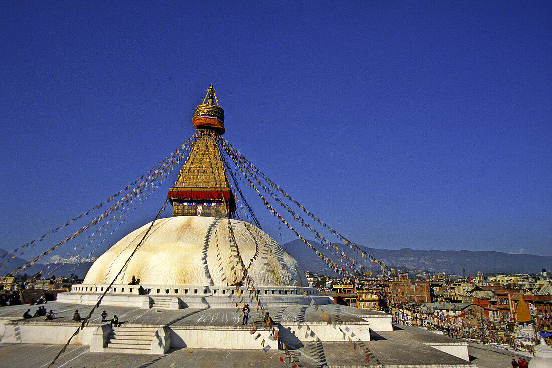 Nepal, Kathmandu, the Bodhnath Stupa.