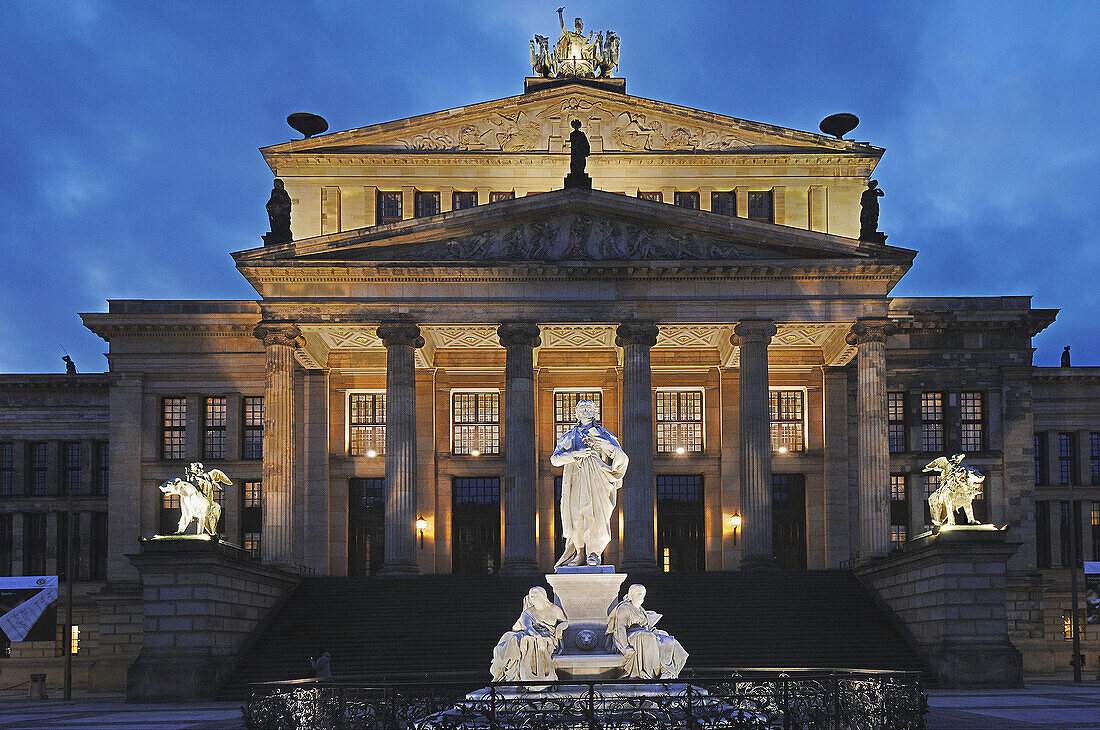 Gendarmenmarkt, Concert House, Konzerthaus, in front Schiller monument, Berlin, Germany