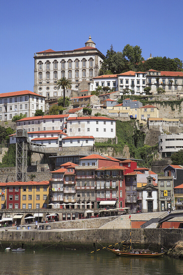 Portugal, Douro, Porto, Ribeira district skyline, Douro river