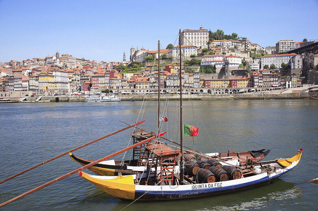 Portugal, Douro, Porto, Ribeira district skyline, Douro river