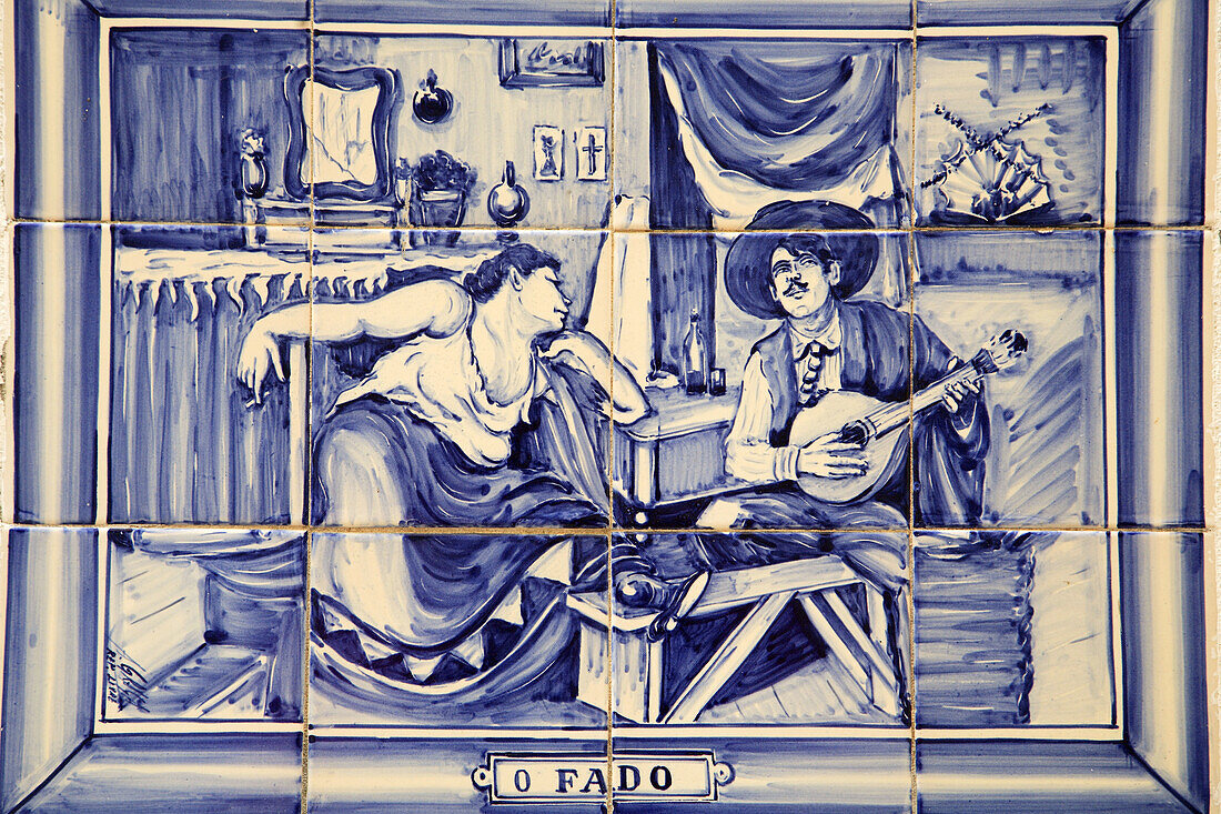 Portugal, Sintra, azulejo ceramic tile image, fado music