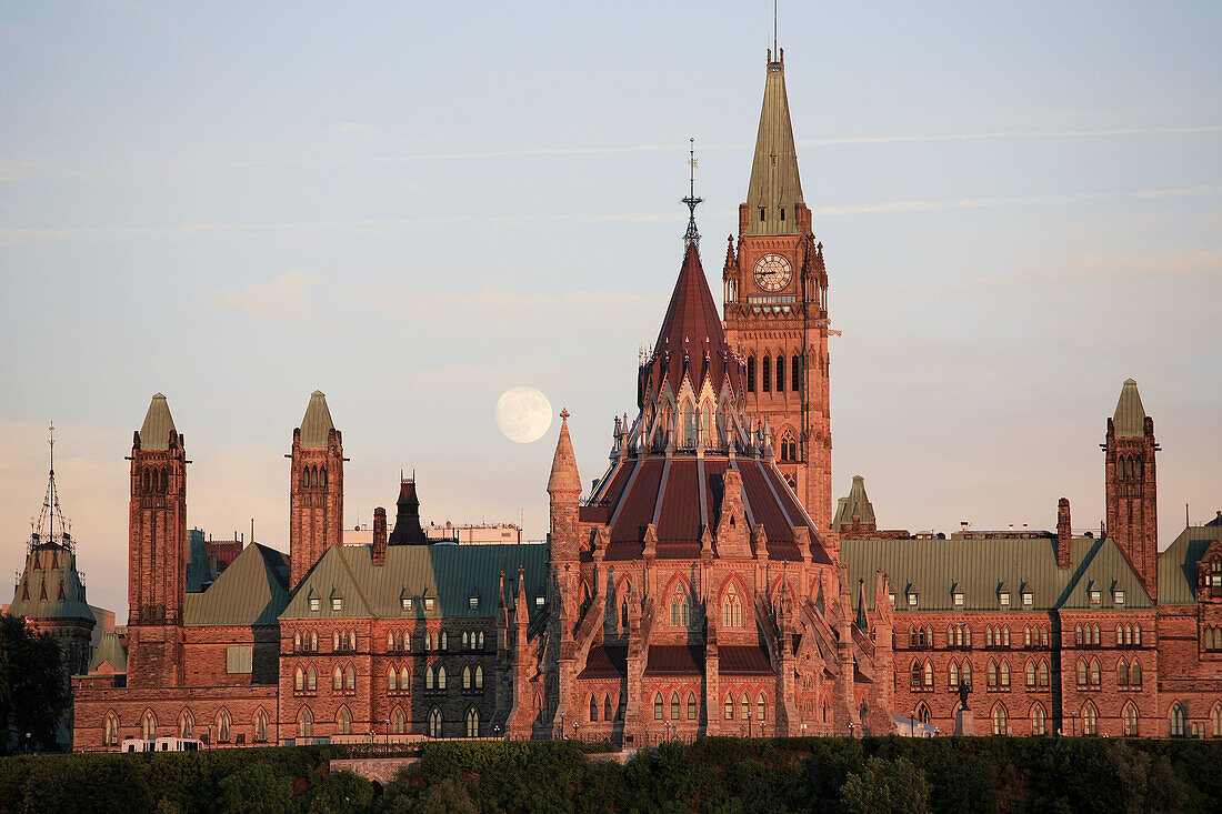 Canada, Ontario, Ottawa, Parliament, moonrise