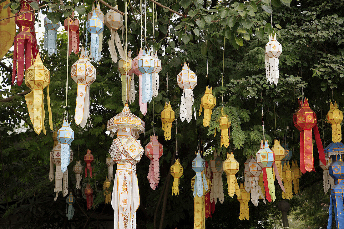 Thailand, Chiang Mai, colourful lanterns