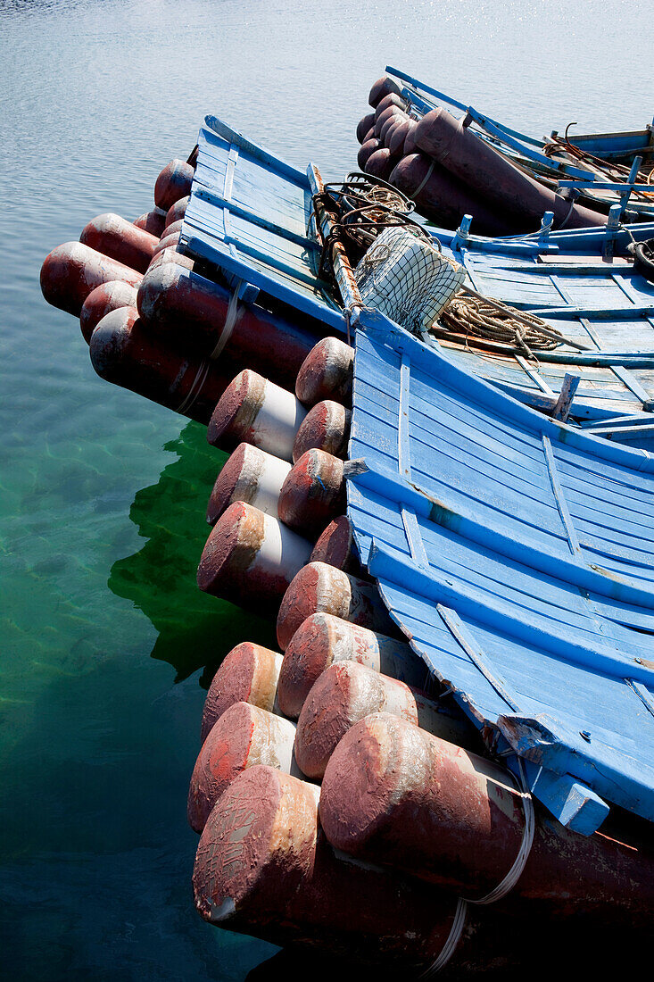 Sterns of typical taiwanese fishing boats, Kenting, Taiwan, Asia