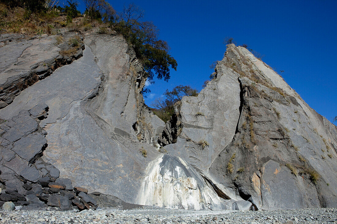 Hot spring and waterfall at the Shaonian River Recreation Area, Taoyuan Township, Taiwan, Asia