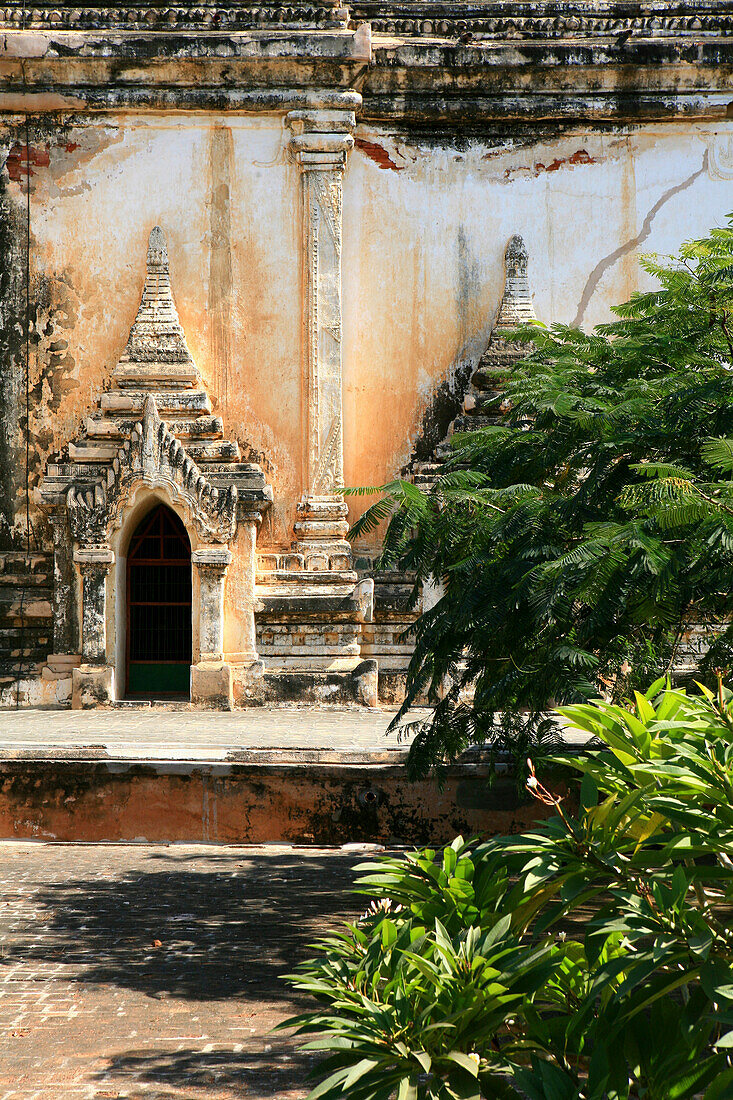 Entrance of a temple complex in the sunlight, Bagan, Myanmar, Burma, Asia