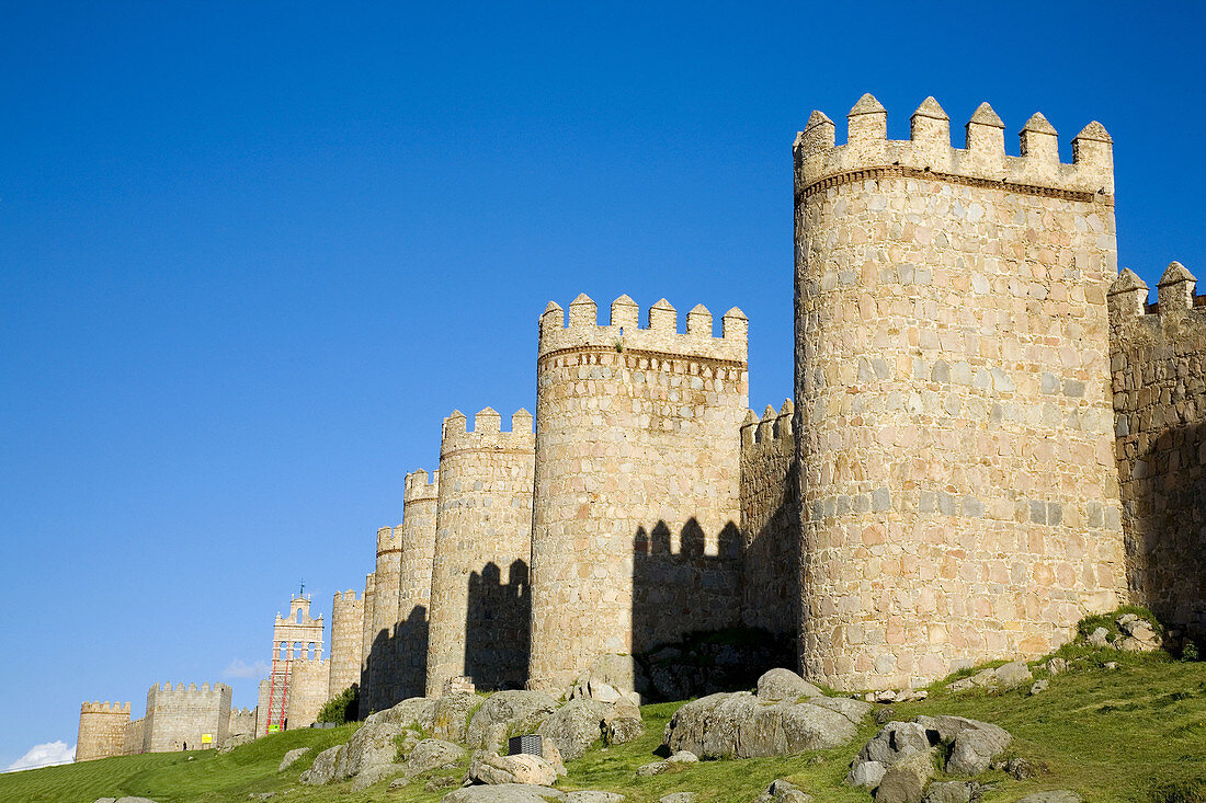 Medieval city walls, the best preserved ones in Spain. They date from 1090, with 2, 5 km long, 88 towers and 6 gates. Ávila (city added to the Unescos World Heritage List in 1985). Castilla-León. Spain