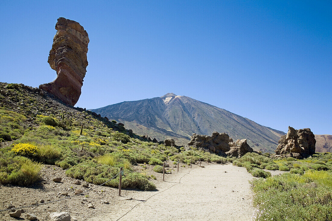 Roque Cinchado and Pico del Teide. Tenerife. Canary Islands. Spain.