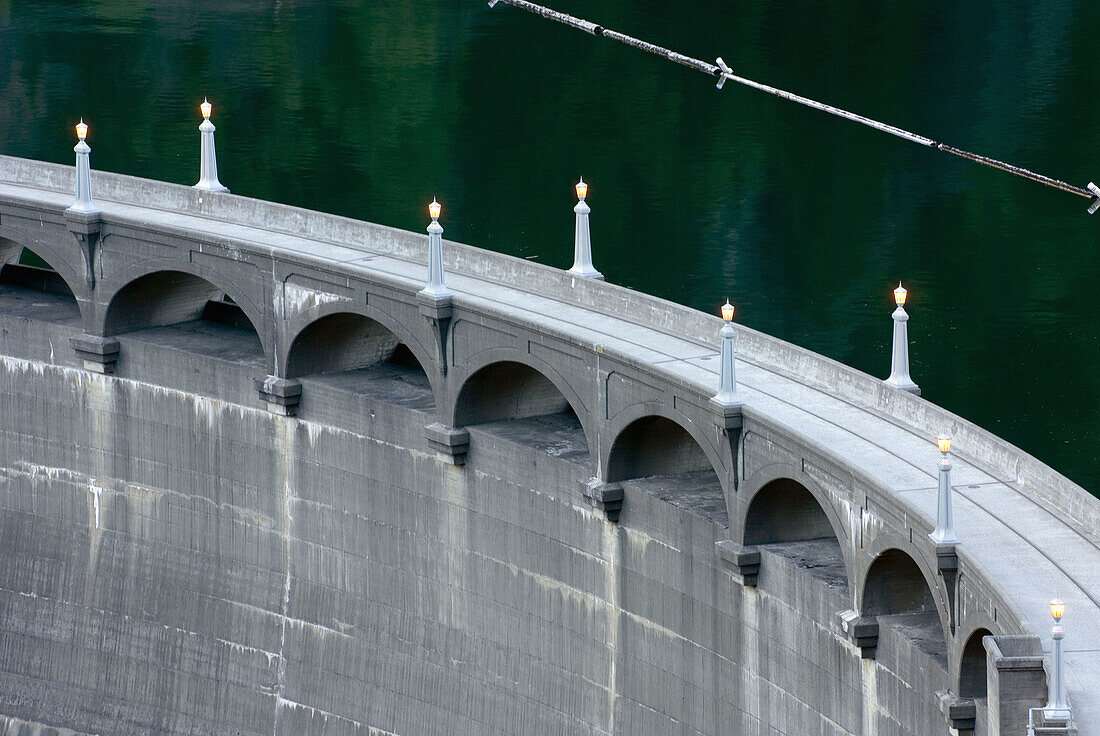 Diablo Dam, second of the three dams on the Upper Skagit River Gorge which provides power for the city of Seattle, Washington, USA