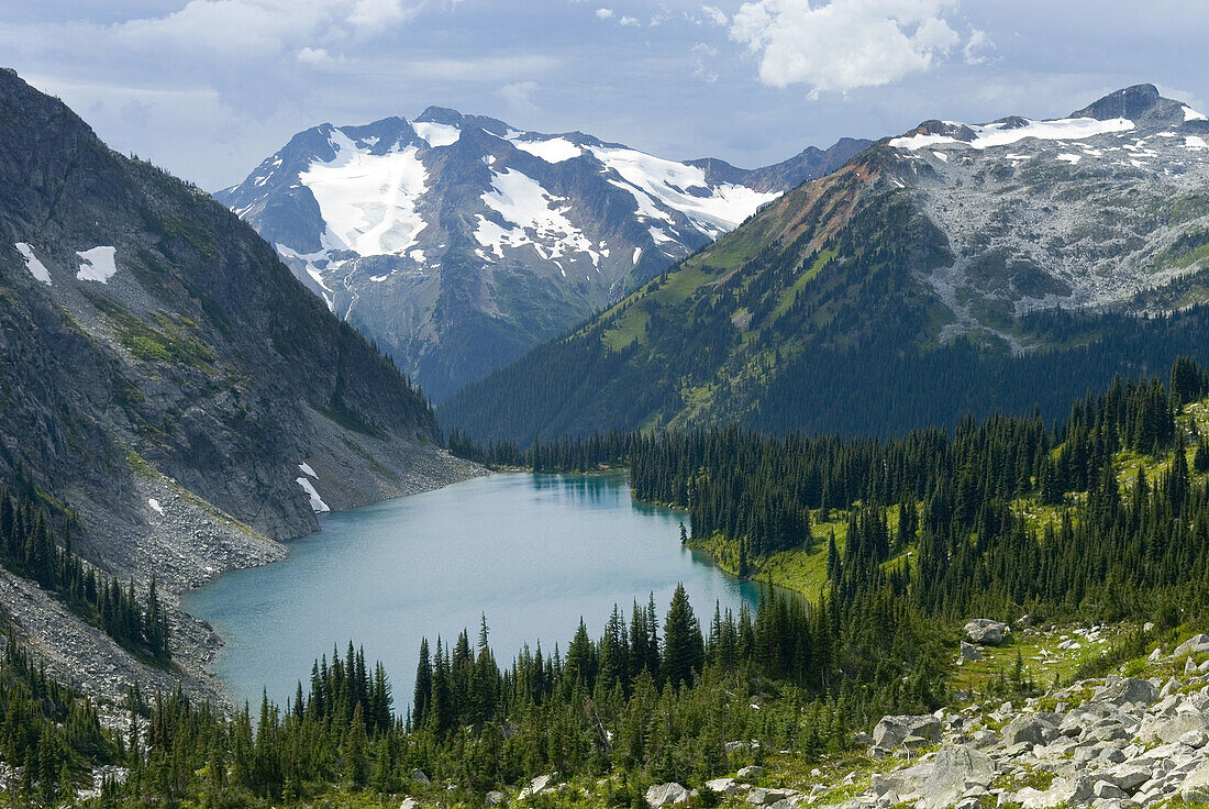 Rohr Lake with Cayoosh Mountain 2561 m 8402 ft in the distance, Coast Mountains British Columbia Canada