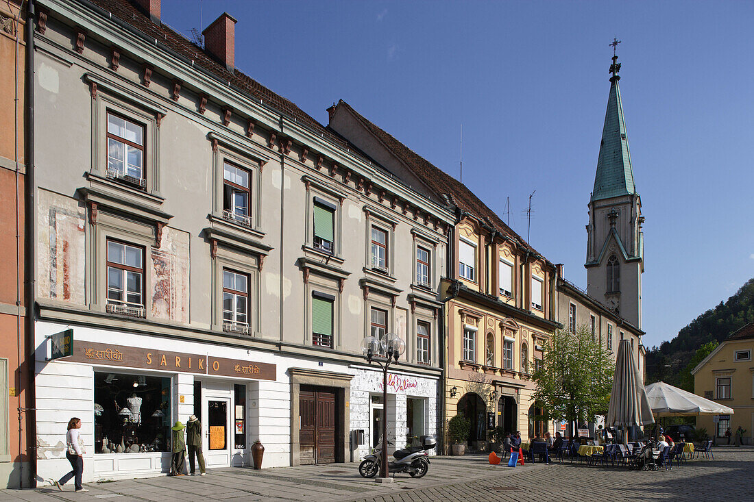 Celje, old town, St Daniels Church, Galvni Trg - Main Square, typical buildings, Slovenia