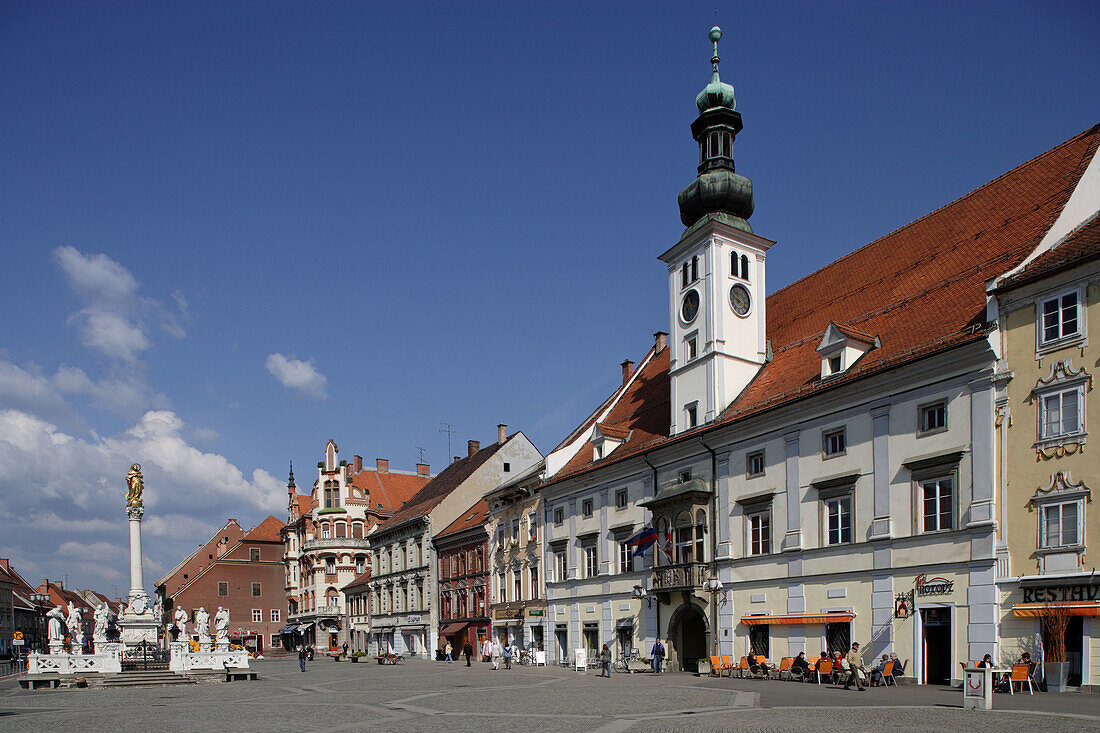 Maribor, Galvni Trg - Main Square, Town Hall, 1515, Plague Monument, 1681-1743, Slovenia