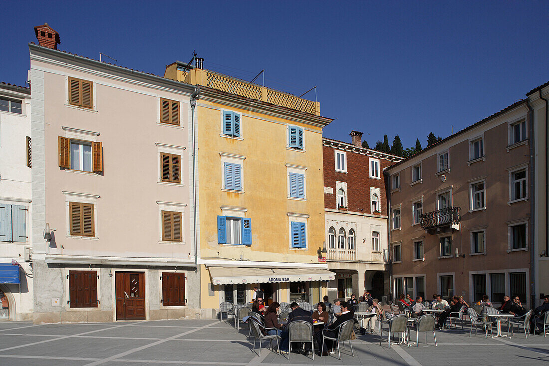 Piran, Tartini Square, italian style, typical houses, Slovenia