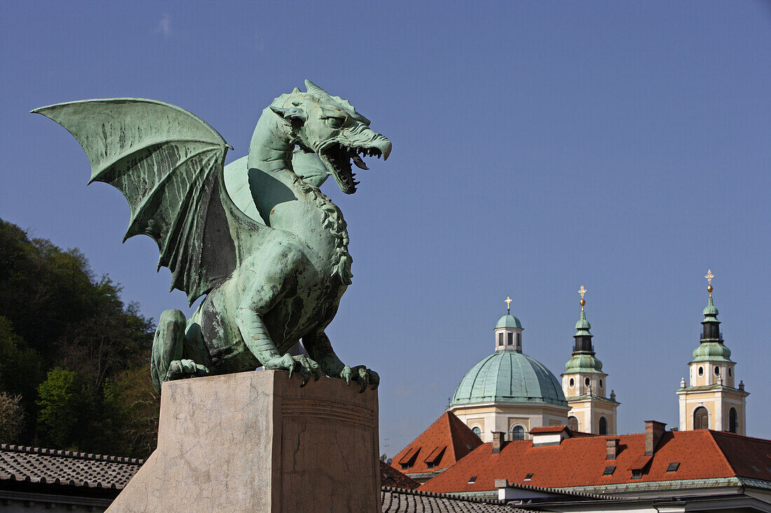 Ljubljana, Dragon Bridge, St Nicholas Cathedral, Slovenia