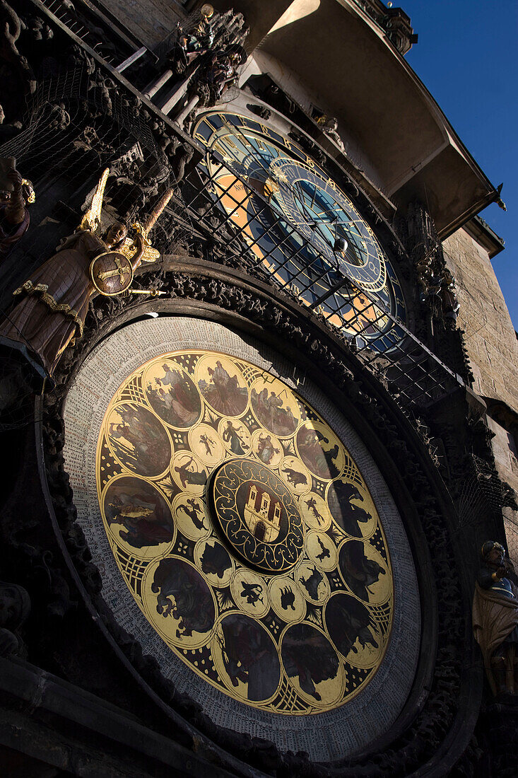 Astronomical clockface old town hall staromestske namesti. Prague. Czech Republic.