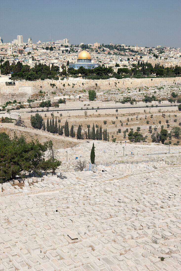 Jewish cemetary on mount of olives old city jerusalem. Israel.