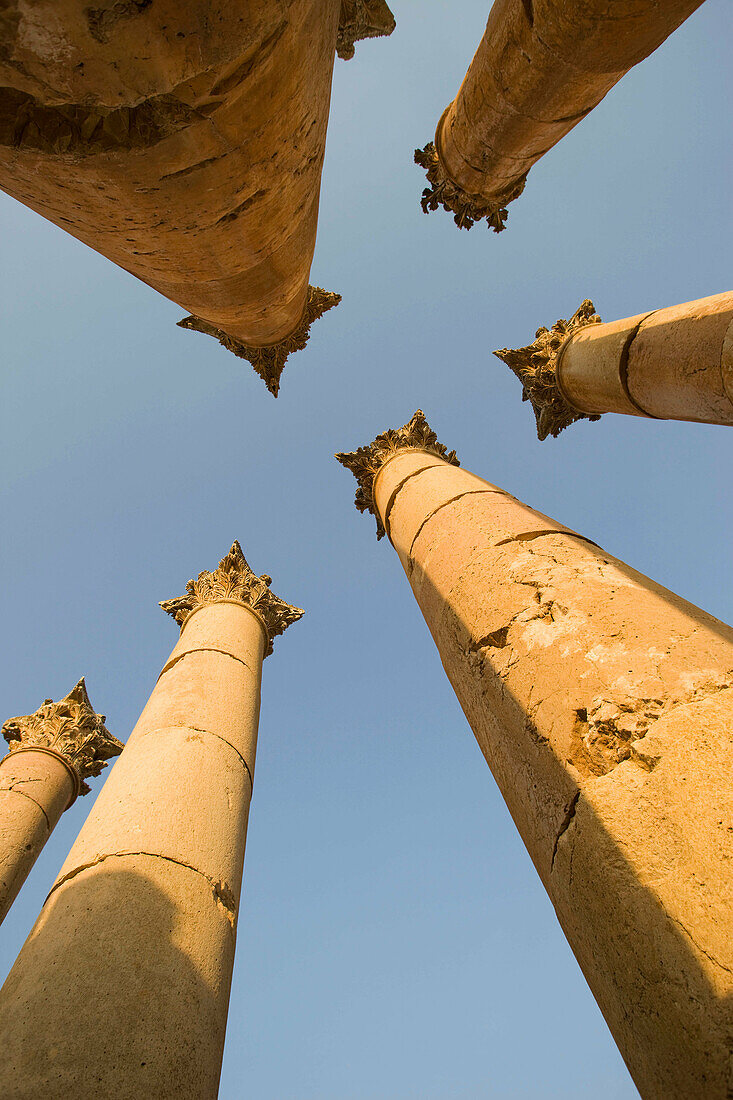 Columns roman temple ruins of artemis. Jerash. Jordan.