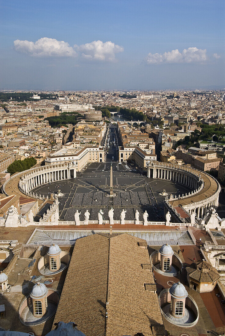 Saint Peters Square and the city of Rome seen from the dome of St  Peters Cathedral  The Vatican, Rome, Lazio, Italy Rome, Lazio, Italy