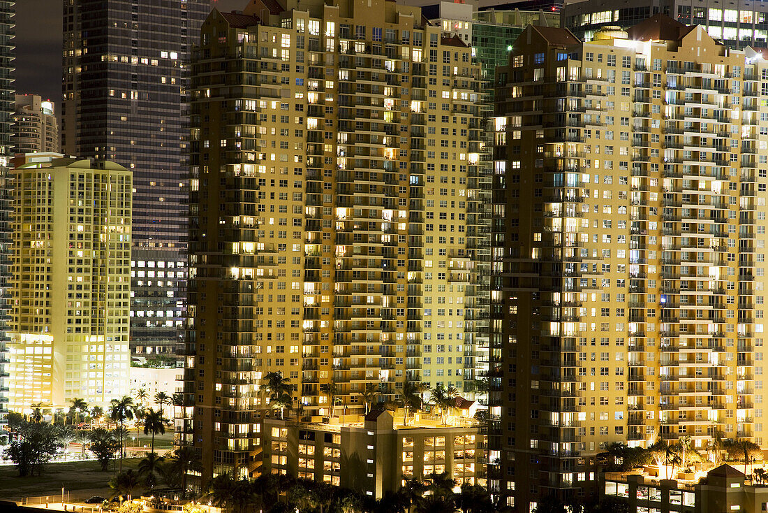 Usa  Florida  Miami  Downtown skyline  Dusk