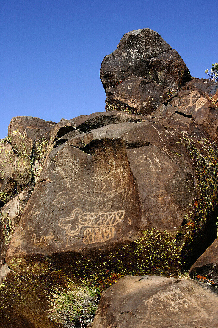 American Indian petroglyphs are located in the Coso Range of Southern California, USA