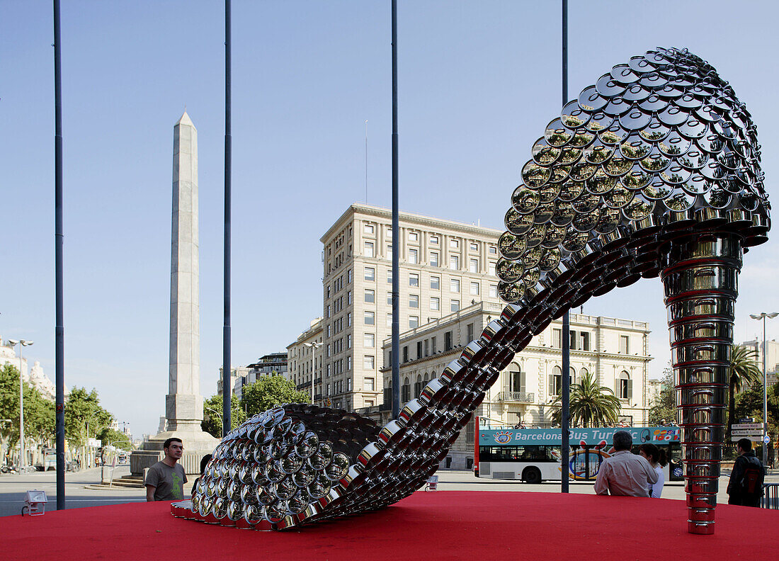 Scultpure in Passeig de Gracia, Barcelona. Catalonia, Spain