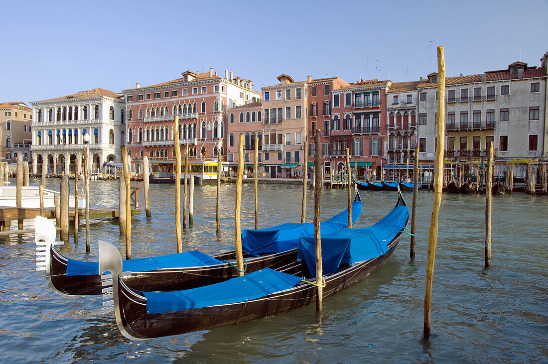 The Grand Canal of Venice, Italy with Venetian architecture, boats and gondolas