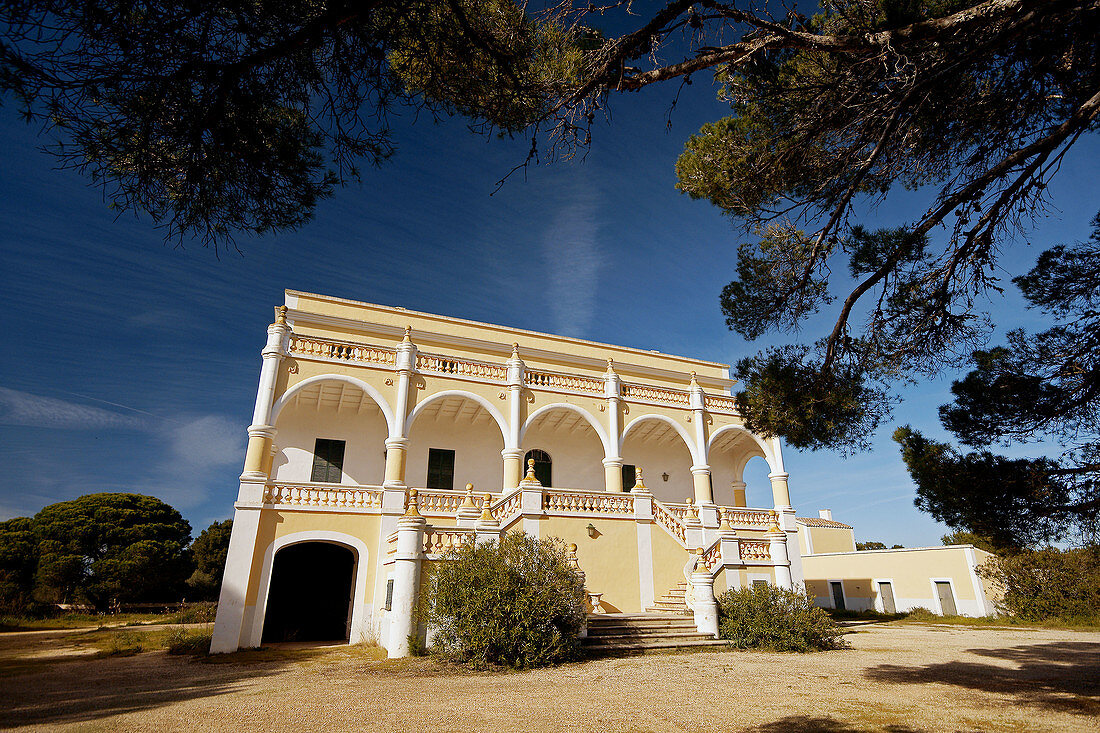 Haus (19. Jahrhundert) bei Cala Macarella, Ciutadella. Menorca, Balearische Inseln, Spanien