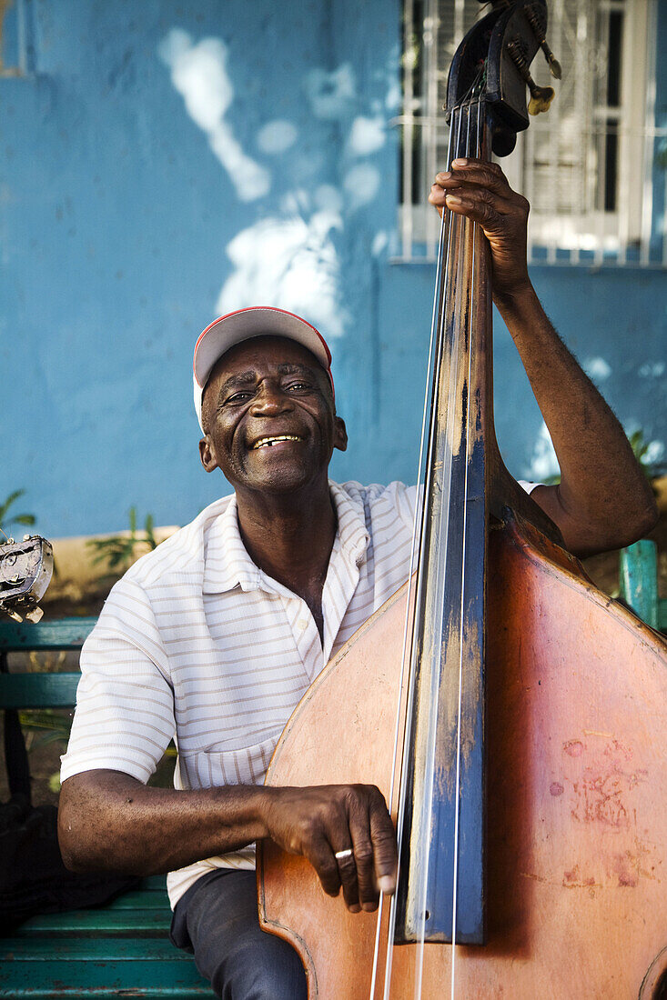 A street musician in Santiago de Cuba, Cuba.