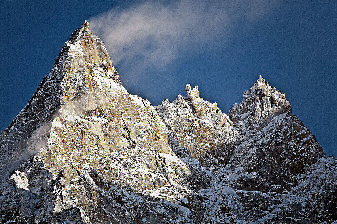 The peaks of Aiguille du Midi, Chamonix-Mont-Blanc, Rhone-Alpes, France