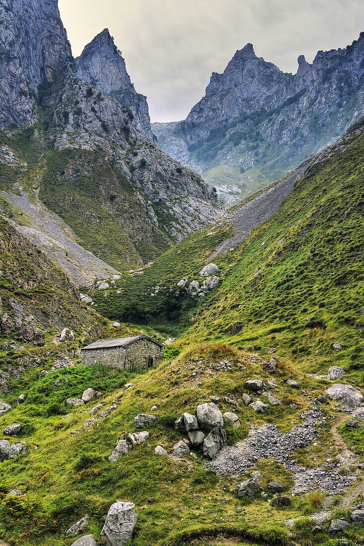 Casa de pastores en el desfiladero del Cares. Picos de Europa. Provincia de León. España.