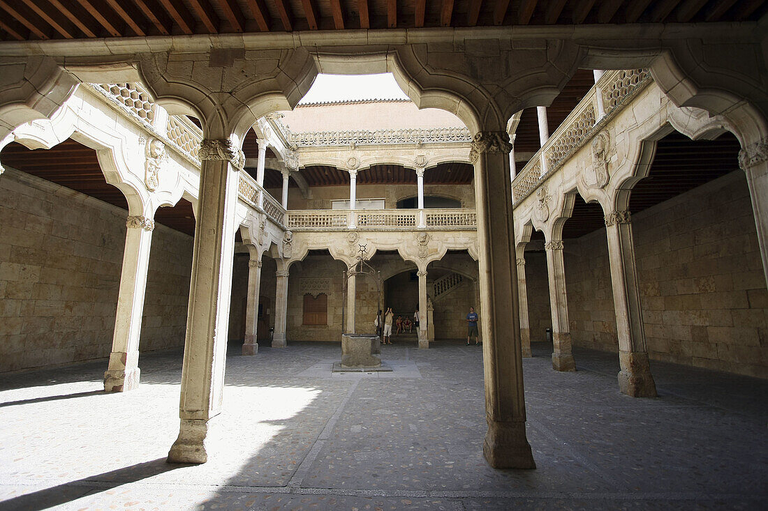 Courtyard of Casa de las Conchas (15th century), Salamanca. Castilla-Leon, Spain