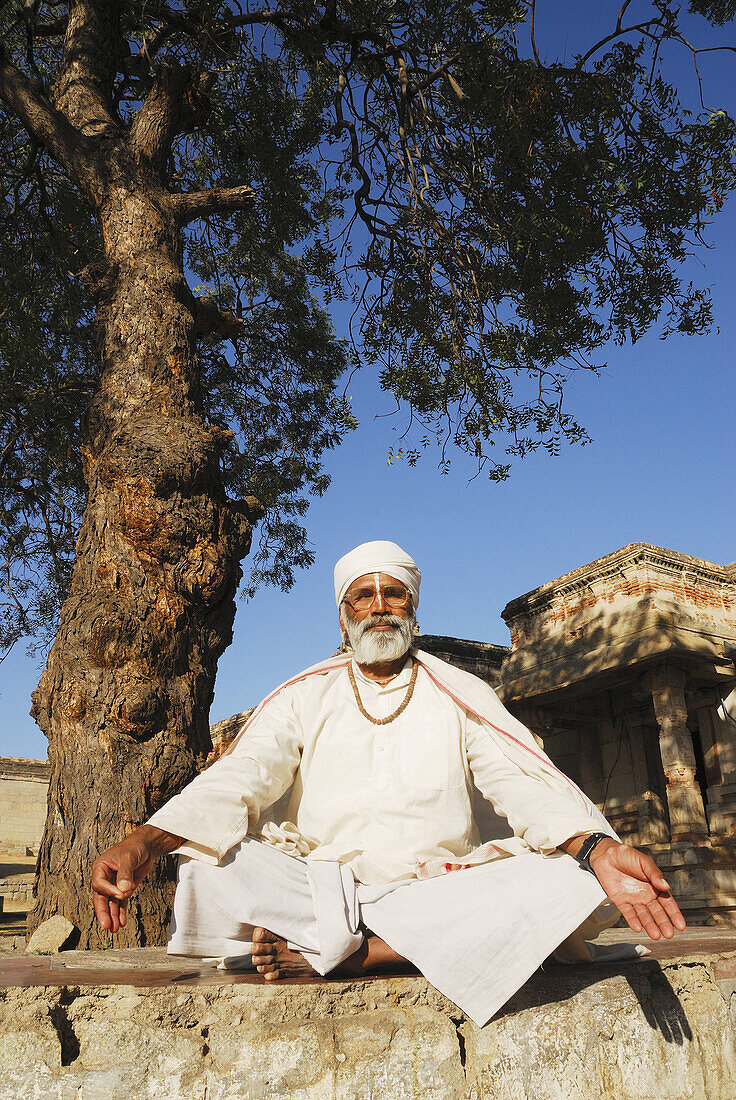 Sadhu in the temple. Karnataka, India