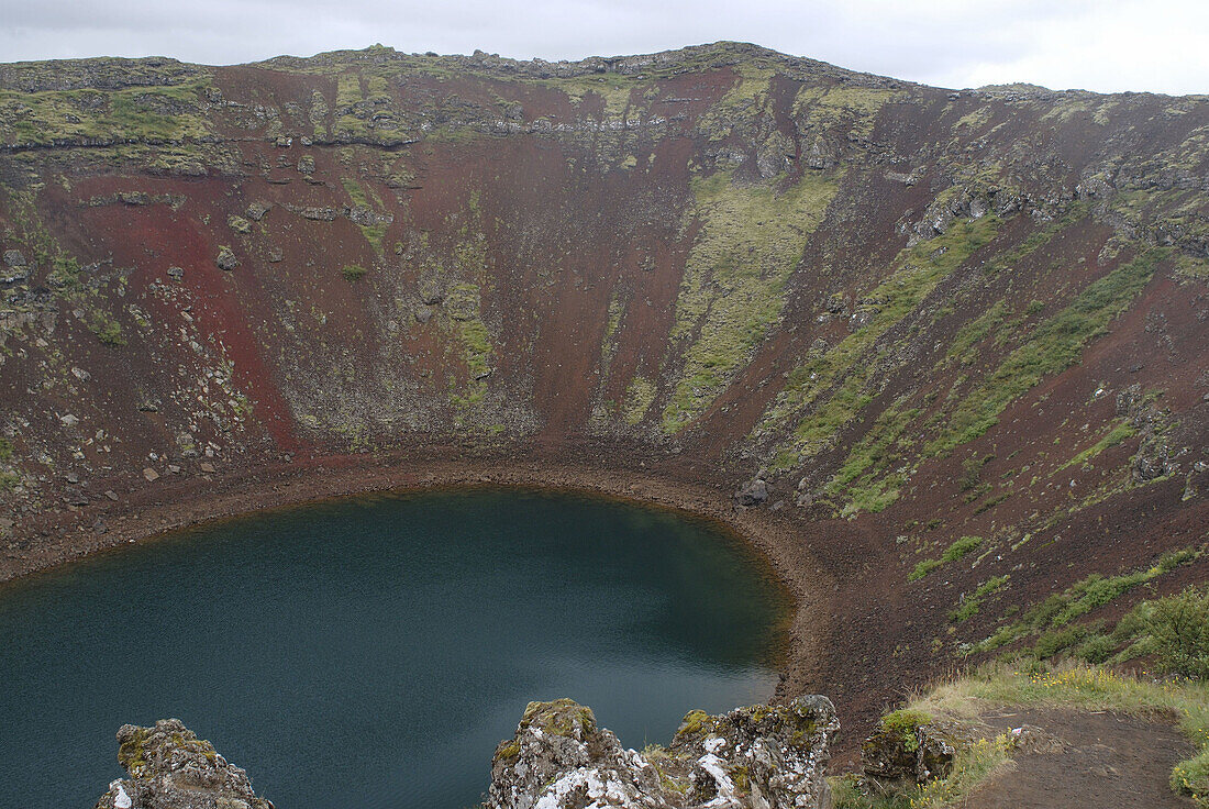 Kerid valcanic crater lake near Skálholt, Iceland