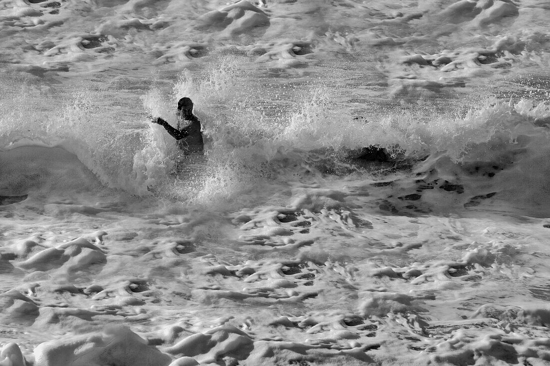 France, Ile de Ré, La Concha Beach, Atlantic :  swimmer