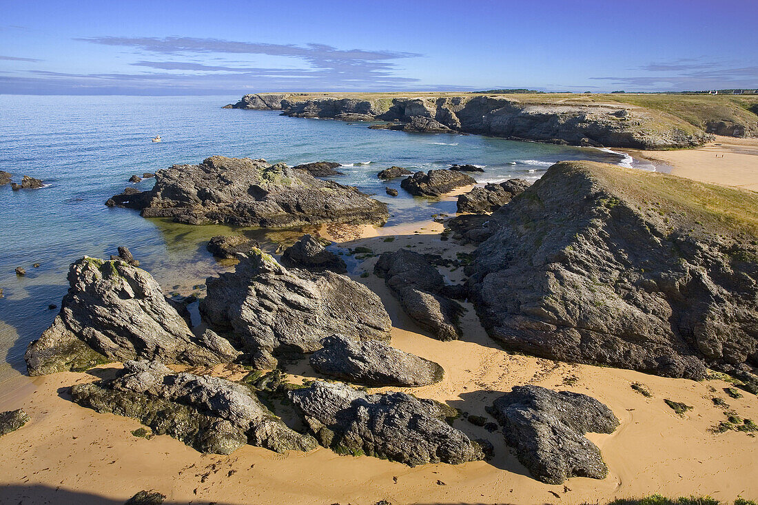 Brittany, Belle-Ile, wild coast : beach of Donnant