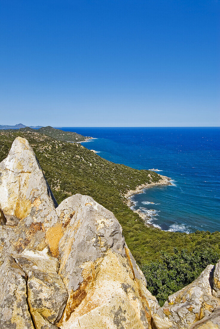 Italy, Sardinia, coast line of Punta Molentis, Villasimius, Cagliari